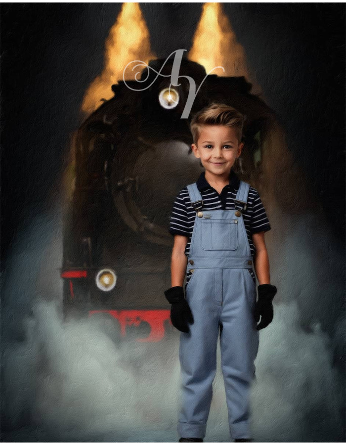 Child Train Engineer Fantasy Customized Photo Paintings Child Train Engineer Fantasy Customized Photo Paintings