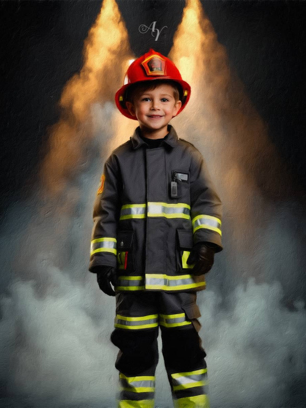 Child Firefighter Fantasy Customized Photo Paintings