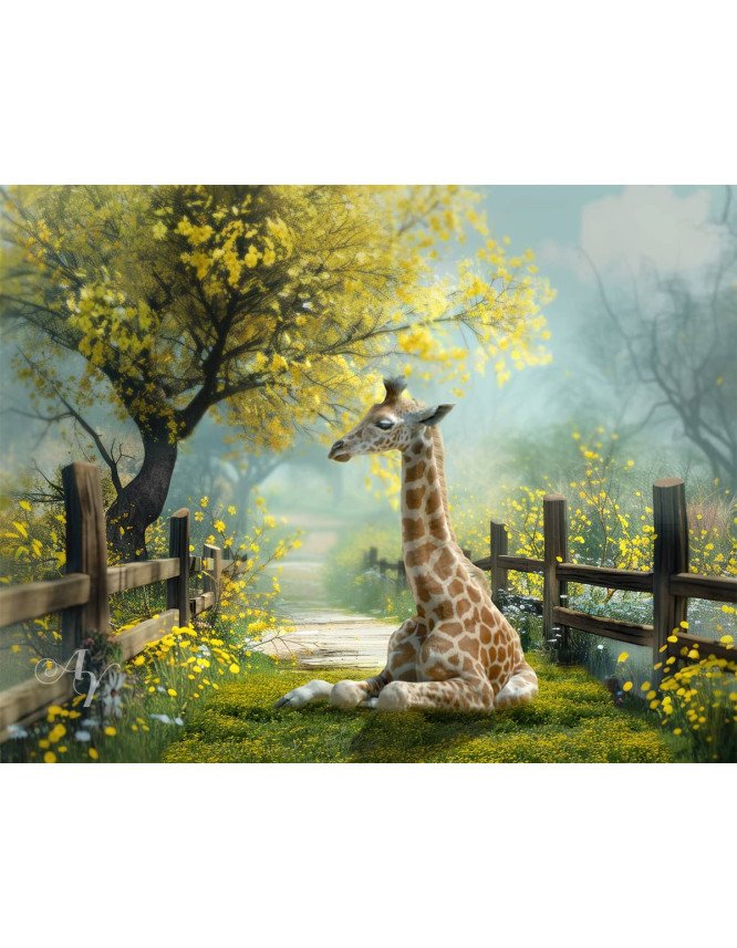 Child and Baby Giraffe Customized Photo Paintings Child and Baby Giraffe Customized Photo Paintings