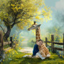 Child and Baby Giraffe Customized Photo Paintings