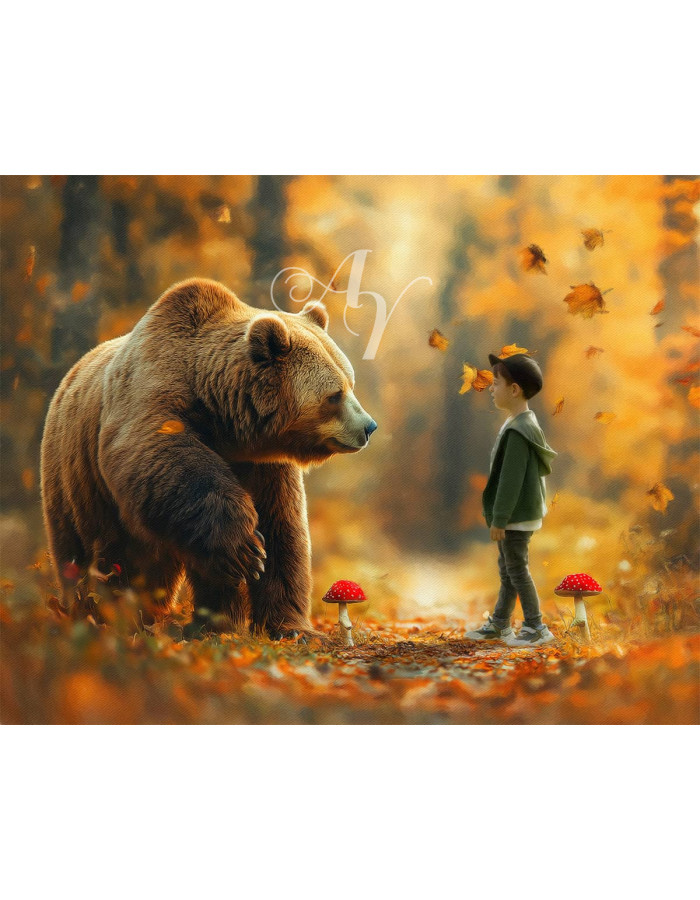 Child and Autumn Wildlife Customized Photo Paintings Child and Autumn Wildlife Customized Photo Paintings