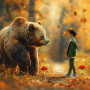 Child and Autumn Wildlife Customized Photo Paintings