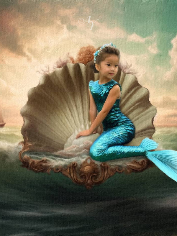 Child Mermaid Fairytale Customized Photo Paintings