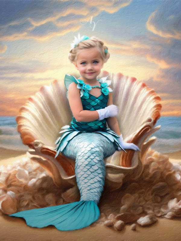 Child Mermaid Fairytale Customized Photo Paintings