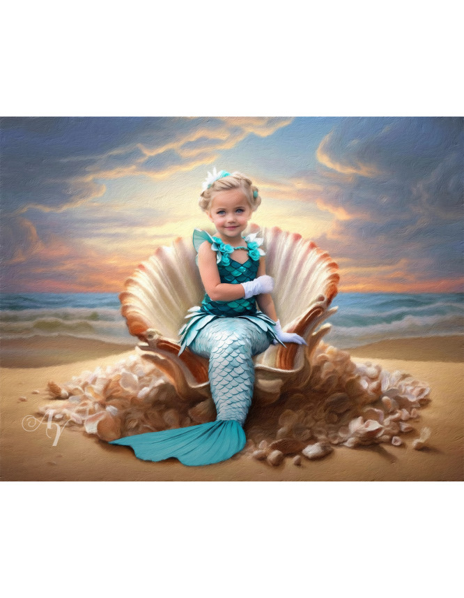 Child Mermaid Fairytale Customized Photo Paintings Child Mermaid Fairytale Customized Photo Paintings