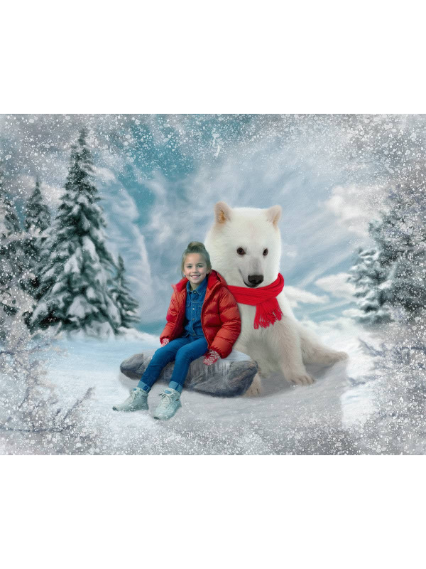 Child with Polar Bear Cub Customized Photo Paintings