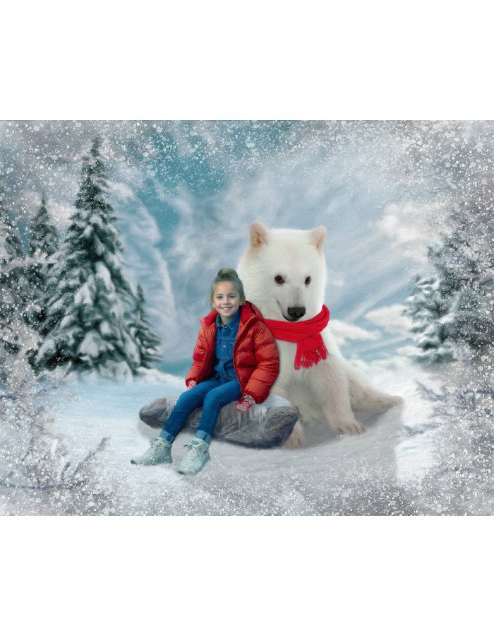 Child and Polar Bear Cub Customized Photo Paintings Child and Polar Bear Cub Customized Photo Paintings
