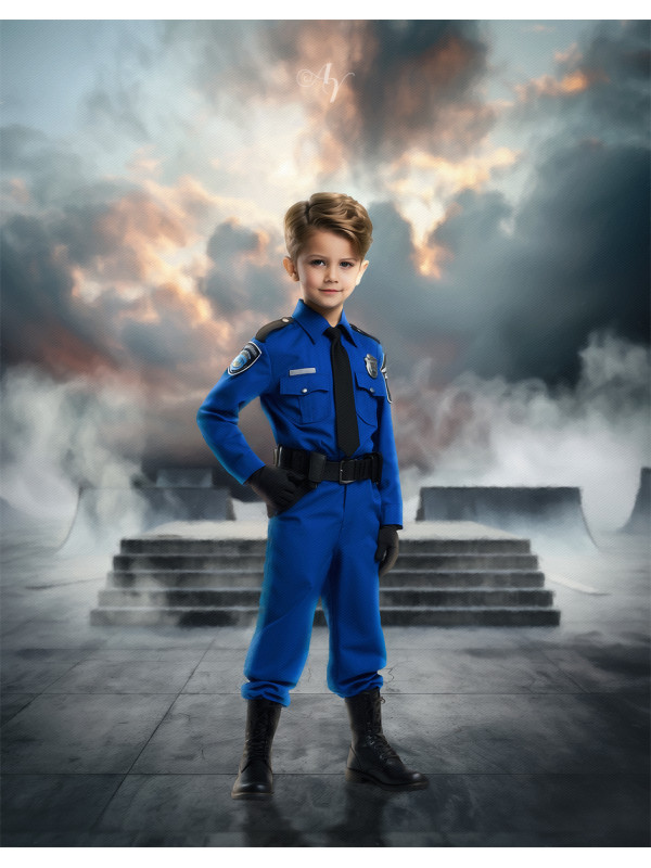 Child Police Boy and Girl Customized Photo Paintings