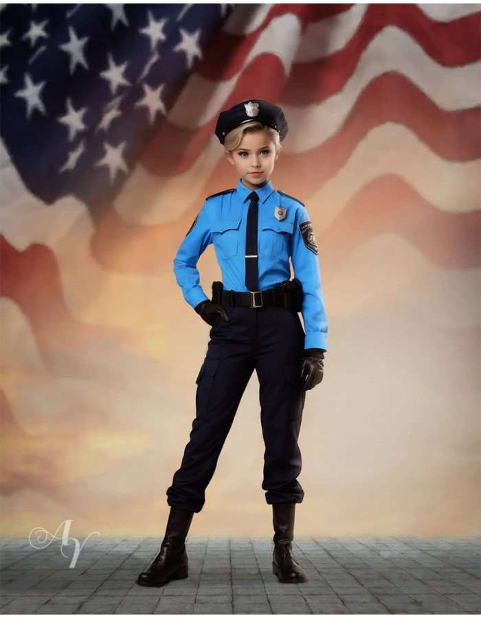 Child Police Boy and Girl Customized Photo Paintings Child Police Boy and Girl Customized Photo Paintings