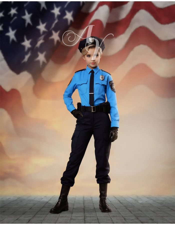 Child Police Boy and Girl Customized Photo Paintings Child Police Boy and Girl Customized Photo Paintings