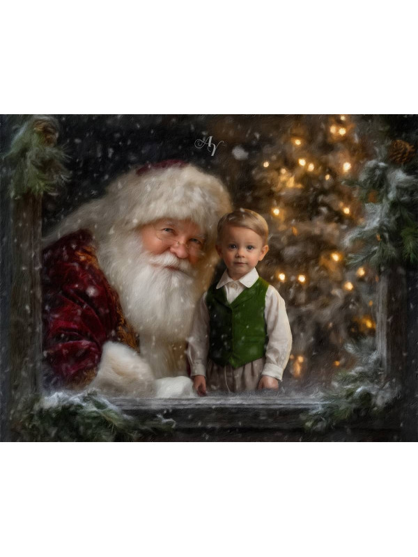Window with Santa Child Customized Photo Paintings