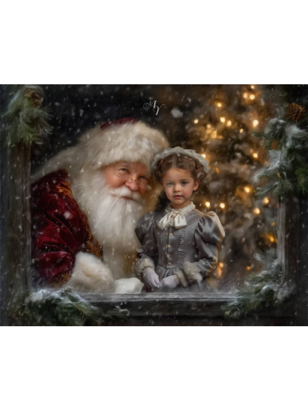 Window with Santa Child Customized Photo Paintings