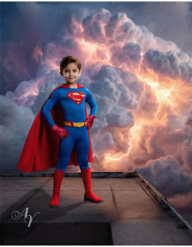 Child Superheroes Fantasy Customized Photo Paintings