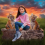 Child and Tiger Cubs Customized Photo Paintings