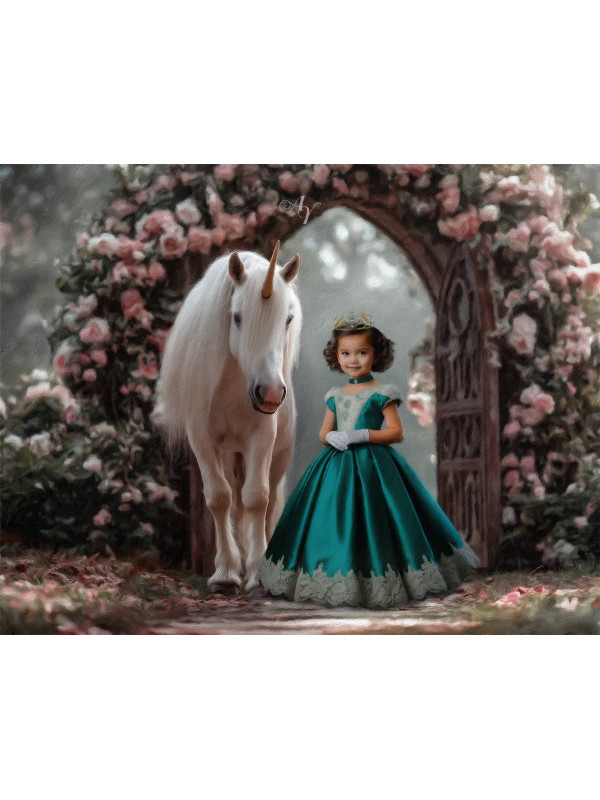 Child Princess - Unicorn Customized Photo Paintings