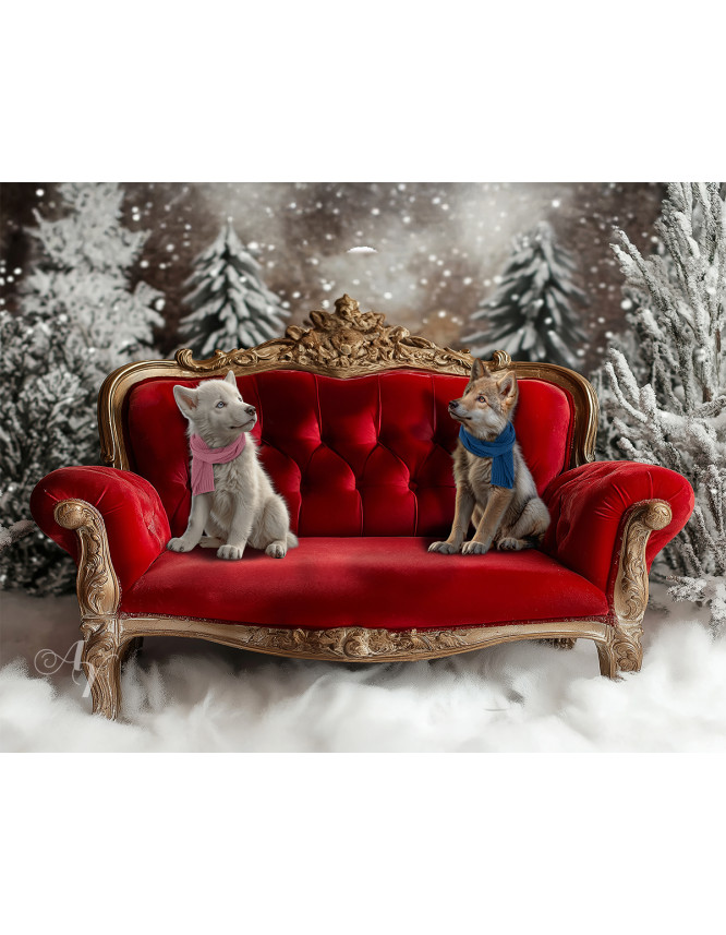 Child and Wolf Pups Customized Portrait Painting Child and Wolf Pups Customized Portrait Painting