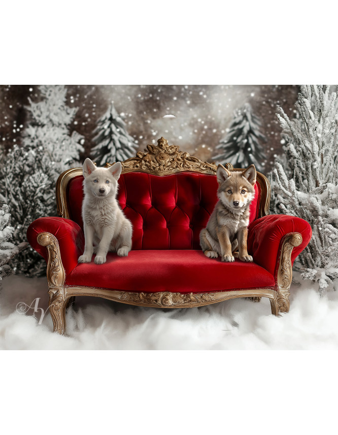 Child and Wolf Pups Customized Portrait Painting Child and Wolf Pups Customized Portrait Painting