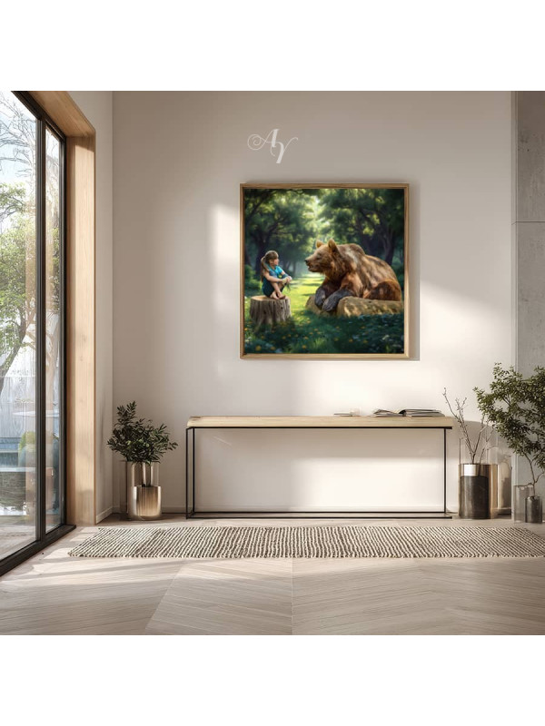 Child and Brown Bear Customized Photo Paintings