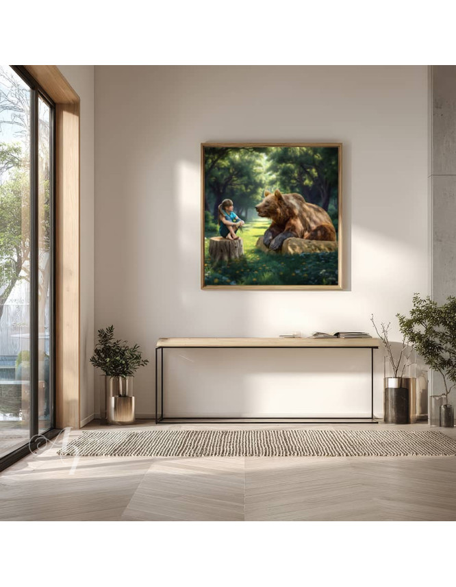 Child and Brown Bear Customized Photo Paintings Child and Brown Bear Customized Photo Paintings