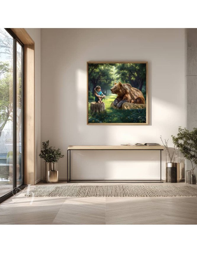 Child and Brown Bear Customized Photo Paintings Child and Brown Bear Customized Photo Paintings