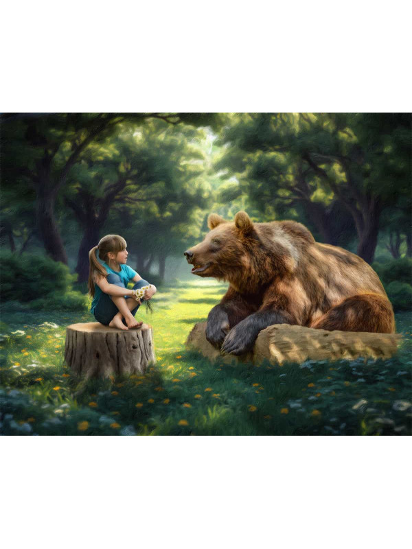 Child and Brown Bear Customized Photo Paintings