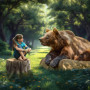 Child and Brown Bear Customized Photo Paintings