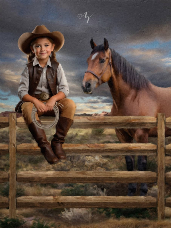 Young Cowboy - Cowgirl Customized Photo Paintings