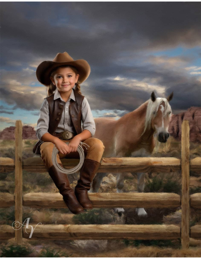 Young Cowboy - Cowgirl Customized Photo Paintings Young Cowboy - Cowgirl Customized Photo Paintings