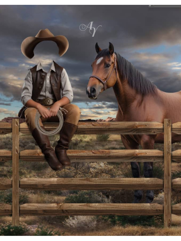 Young Cowgirl - Cowboy Customized Photo Paintings