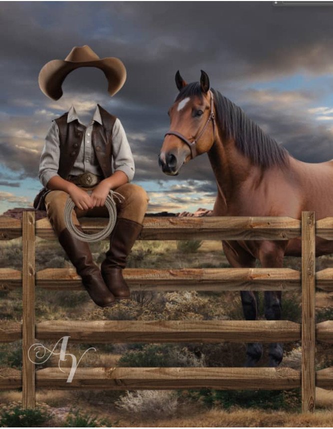 Young Cowboy - Cowgirl Customized Photo Paintings