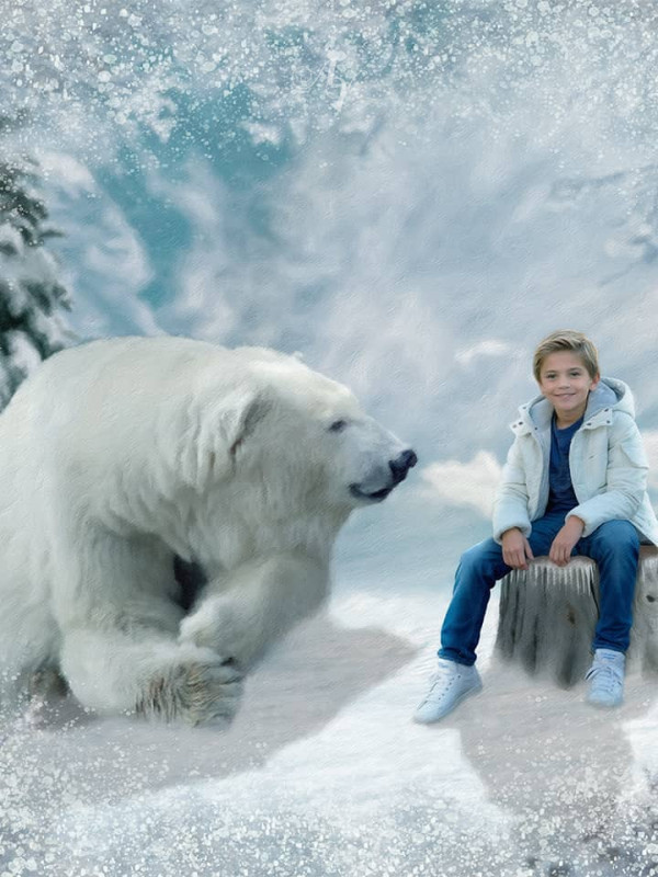 Child and Polar Bear Custom Portrait Paintings