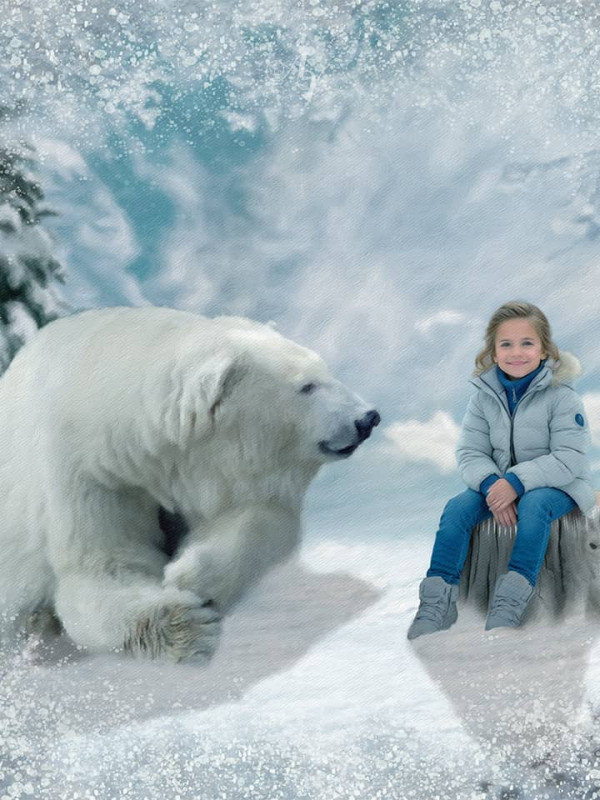 Child and Polar Bear Custom Portrait Paintings