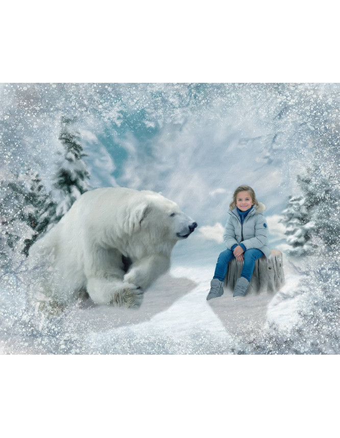 Child and Polar Bear Custom Portrait Paintings