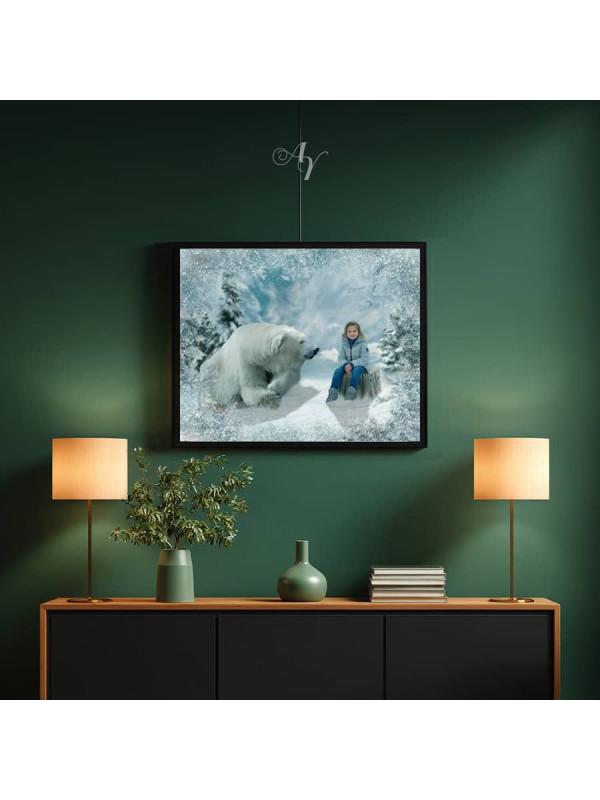 Child with Polar Bear Customized Photo Paintings