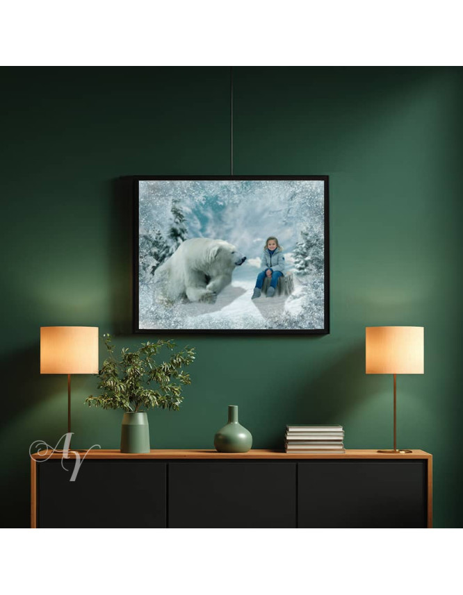 Child and Polar Bear Custom Portrait Paintings Child and Polar Bear Custom Portrait Paintings
