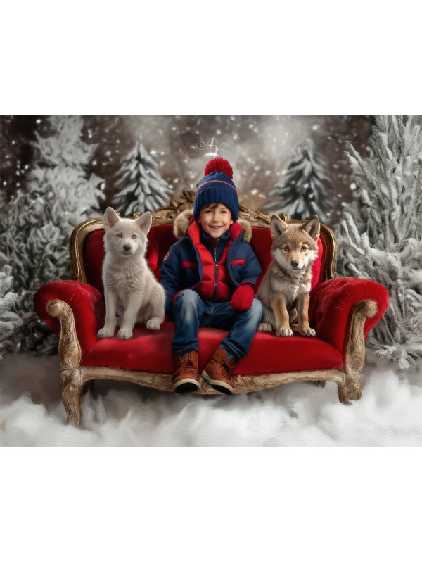 Child and Wolf Pups Customized Portrait Paintings