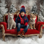 Child and Wolf Pups Customized Portrait Painting