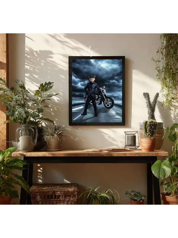 Child Biker Boy and Girl Fantasy Customized Photo Paintings