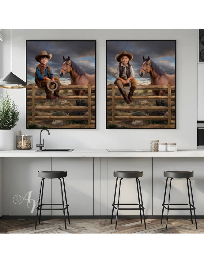 Young Cowboy - Cowgirl Customized Photo Paintings