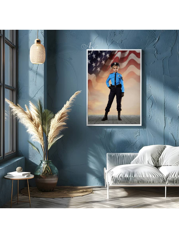 Child Police Boy and Girl Customized Photo Paintings