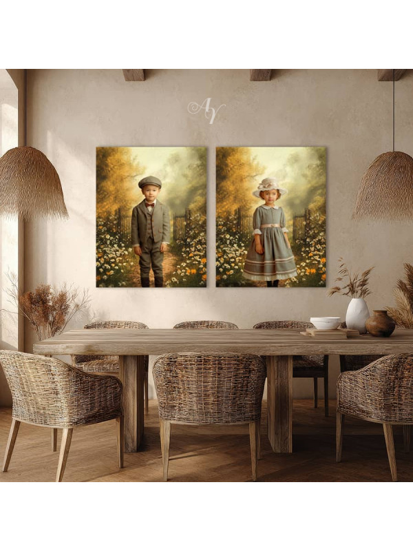 Victorian Spring Path Child Customized Photo Paintings