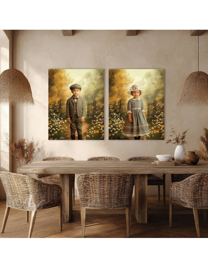 Victorian Spring Path Child Customized Photo Paintings