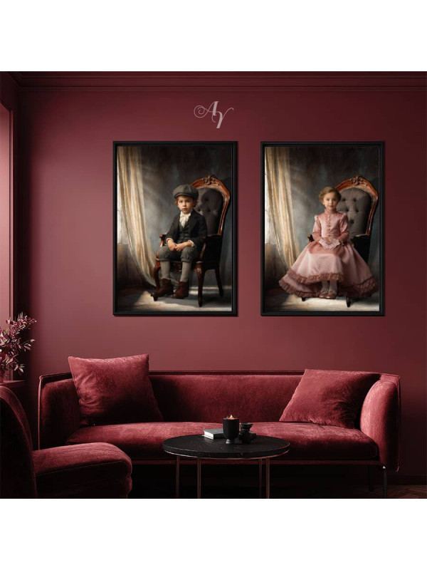 Victorian Sunlit Window Child Customized Photo Paintings