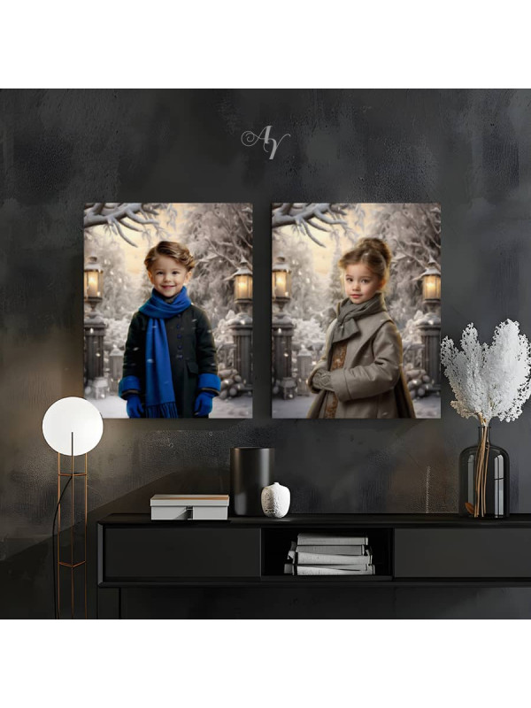 Victorian Winter Garden Child Customized Photo Paintings