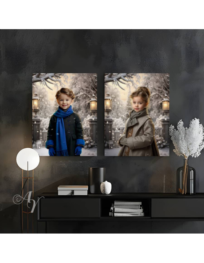 Victorian Winter Garden Child Customized Photo Paintings Victorian Winter Garden Child Customized Photo Paintings