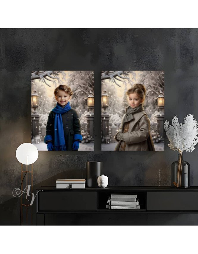Victorian Winter Garden Child Customized Photo Paintings Victorian Winter Garden Child Customized Photo Paintings
